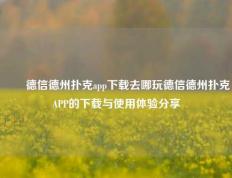 ✌️德信德州扑克app下载去哪玩德信德州扑克APP的下载与使用体验分享