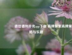 👈德信德州扑克app下载 高牌探索高牌策略与乐趣