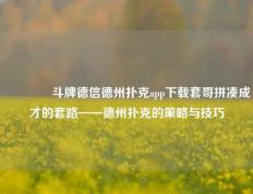 🏅斗牌德信德州扑克app下载套哥拼凑成才的套路——德州扑克的策略与技巧