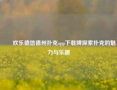 ✌️欢乐德信德州扑克app下载牌探索扑克的魅力与乐趣
