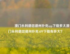 👍澳门永利德信德州扑克app下载多大澳门永利德信德州扑克APP下载有多大？