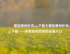 🥉德信德州扑克app下载王德信德州扑克app下载——探索游戏世界的全新入口