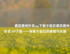 🥉德信德州扑克app下载小盲位德信德州扑克APP下载——探索小盲位的策略与乐趣
