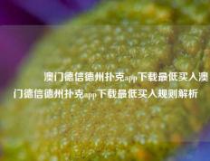 🥇澳门德信德州扑克app下载最低买入澳门德信德州扑克app下载最低买入规则解析