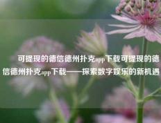 ✌️可提现的德信德州扑克app下载可提现的德信德州扑克app下载——探索数字娱乐的新机遇