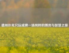 德州扑克只玩成牌一场纯粹的博弈与智慧之旅