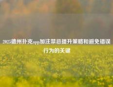 2025德州扑克app加注禁忌提升策略和避免错误行为的关键