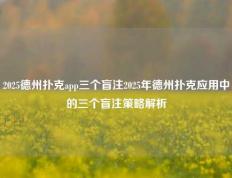 2025德州扑克app三个盲注2025年德州扑克应用中的三个盲注策略解析