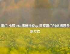 澳门 小额 2025德州扑克app探索澳门的休闲娱乐新方式