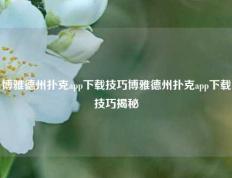 博雅德州扑克app下载技巧博雅德州扑克app下载技巧揭秘