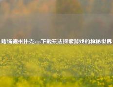 赌场德州扑克app下载玩法探索游戏的神秘世界