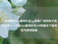 广州哪里有2025德州扑克app探索广州的电子竞技天堂——寻找2025德州扑克APP的最佳下载地址与使用指南