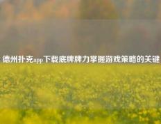 德州扑克app下载底牌牌力掌握游戏策略的关键