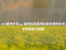 2025德州扑克app 温州玩家温州玩家在德州扑克中的崛起与创新