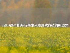 ag2025德州扑克app探索未来游戏竞技的新边界