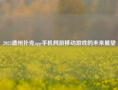 2025德州扑克app手机网游移动游戏的未来展望
