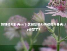 博雅德州扑克app下载被禁啦吗博雅德州扑克APP被禁了？