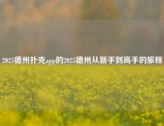 2025德州扑克app的2025德州从新手到高手的旅程