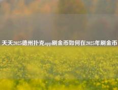 天天2025德州扑克app刷金币如何在2025年刷金币