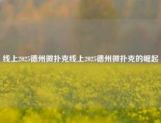 线上2025德州微扑克线上2025德州微扑克的崛起