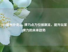 2025德州扑克app 牌力点力引领潮流，提升玩家牌力的未来趋势
