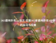 2025德州扑克app盲注 位置2025年德州扑克APP中的盲注与位置