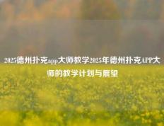 2025德州扑克app大师教学2025年德州扑克APP大师的教学计划与展望