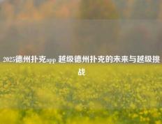 2025德州扑克app 越级德州扑克的未来与越级挑战