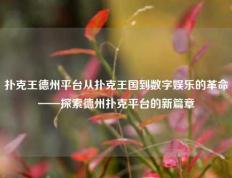扑克王德州平台从扑克王国到数字娱乐的革命——探索德州扑克平台的新篇章