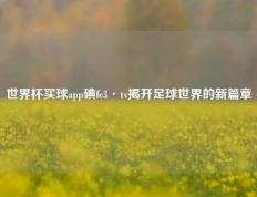 世界杯买球app碘fc3·tv揭开足球世界的新篇章