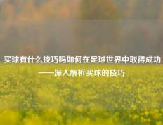 买球有什么技巧吗如何在足球世界中取得成功——深入解析买球的技巧
