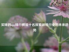 买球的app排行榜前十名探索游戏行业的未来趋势