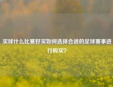 买球什么比赛好买如何选择合适的足球赛事进行购买？