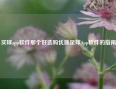 买球app软件那个好选购优质足球App软件的指南
