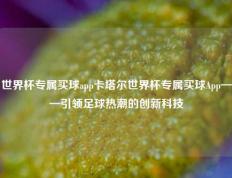 世界杯专属买球app卡塔尔世界杯专属买球App——引领足球热潮的创新科技
