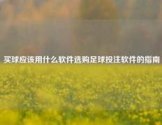 买球应该用什么软件选购足球投注软件的指南