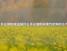 不让球的买法叫什么不让球的买卖方式叫什么？