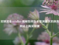 买球完全yb33点me揭秘如何在全亚洲最大的体育网站上购买球票