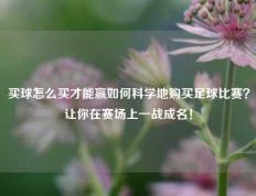 买球怎么买才能赢如何科学地购买足球比赛？让你在赛场上一战成名！