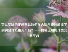 可以买球的正规网站如何在合法合规的前提下购买足球及相关产品？——揭秘正规的球类交易平台