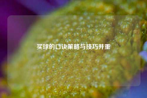 买球的口诀策略与技巧并重