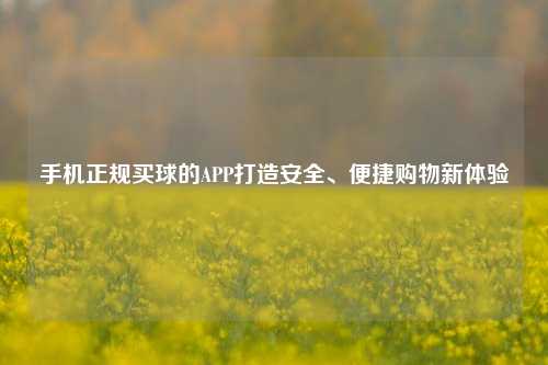 手机正规买球的APP打造安全、便捷购物新体验