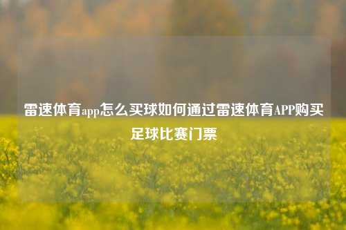 雷速体育app怎么买球如何通过雷速体育APP购买足球比赛门票