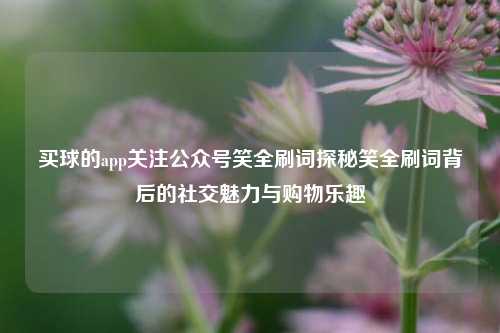 买球的app关注公众号笑全刷词探秘笑全刷词背后的社交魅力与购物乐趣