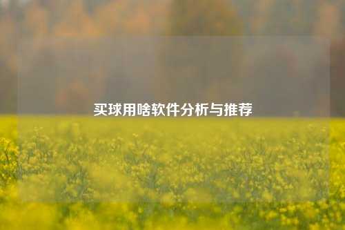 买球用啥软件分析与推荐
