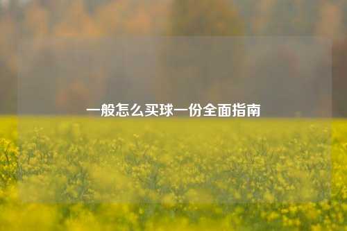 一般怎么买球一份全面指南