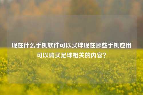现在什么手机软件可以买球现在哪些手机应用可以购买足球相关的内容？