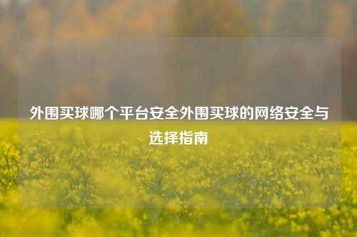 外围买球哪个平台安全外围买球的网络安全与选择指南