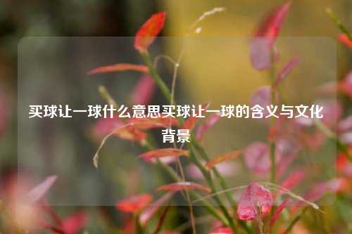 买球让一球什么意思买球让一球的含义与文化背景