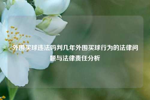 外围买球违法吗判几年外围买球行为的法律问题与法律责任分析